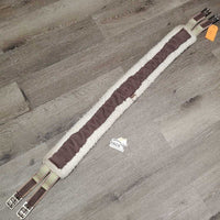 Thick Nylon Fleece Girth, 2 els, d ring *gc, clean, dingy, clumpy, mnr hair, puckers
