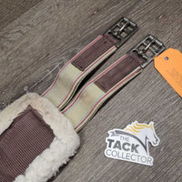 Thick Nylon Fleece Girth, 2 els, d ring *gc, clean, dingy, clumpy, mnr hair, puckers
