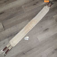 Thick Nylon Fleece Girth, 2 els, d ring *gc, clean, dingy, clumpy, mnr hair, puckers
