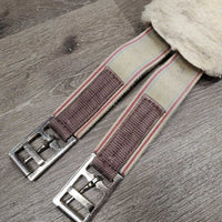 Thick Nylon Fleece Girth, 2 els, d ring *gc, clean, dingy, clumpy, mnr hair, puckers
