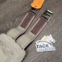 Thick Nylon Fleece Girth, 2 els, d ring *gc, clean, dingy, clumpy, mnr hair, puckers
