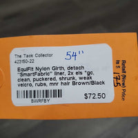 Nylon Girth, detach "SmartFabric" liner, 2x els *gc, clean, puckered, shrunk, weak velcro, rubs, mnr hair
