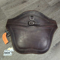 FS Padded Belly Girth, 2x els, D Ring, Strap *gc/fair, clean, scrapes, rubs, older, sm hole, torn & v.stretched els, UNSTITCHED ends
