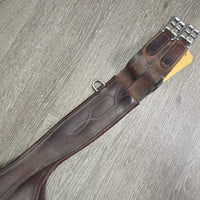 FS Padded Belly Girth, 2x els, D Ring, Strap *gc/fair, clean, scrapes, rubs, older, sm hole, torn & v.stretched els, UNSTITCHED ends

