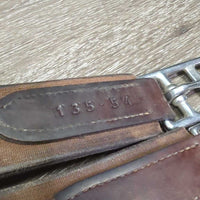 FS Padded Belly Girth, 2x els, D Ring, Strap *gc/fair, clean, scrapes, rubs, older, sm hole, torn & v.stretched els, UNSTITCHED ends
