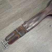 FS Padded Belly Girth, 2x els, D Ring, Strap *gc/fair, clean, scrapes, rubs, older, sm hole, torn & v.stretched els, UNSTITCHED ends

