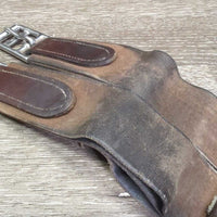 FS Padded Belly Girth, 2x els, D Ring, Strap *gc/fair, clean, scrapes, rubs, older, sm hole, torn & v.stretched els, UNSTITCHED ends
