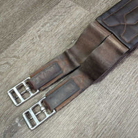 FS Padded Belly Girth, 2x els, D Ring, Strap *gc/fair, clean, scrapes, rubs, older, sm hole, torn & v.stretched els, UNSTITCHED ends
