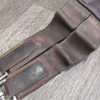 FS Padded Belly Girth, 2x els, D Ring, Strap *gc/fair, clean, scrapes, rubs, older, sm hole, torn & v.stretched els, UNSTITCHED ends
