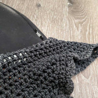 Sound Proof Crochet Ear Bonnet Fly Veil *vgc, clean, older, faded, mnr hair, puckered/shrunk edges
