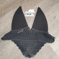 Sound Proof Crochet Ear Bonnet Fly Veil *vgc, clean, older, faded, mnr hair, puckered/shrunk edges
