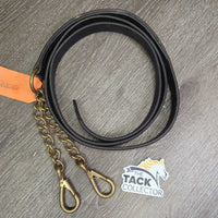 9" Brass Bit Chains, F075" S Leather Lead Shank *vgc/gc, clean, edges rubs & scrapes, name plate holes, creases, scrapes
