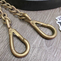 9" Brass Bit Chains, F075" S Leather Lead Shank *vgc/gc, clean, edges rubs & scrapes, name plate holes, creases, scrapes
