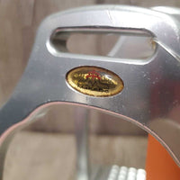 Pr Aluminum Jump Wide Base Stirrup Irons, raised spokes *vgc, mnr dirt, scuffed, scratches
