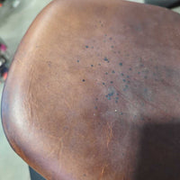 NEEDS OPENING: Rivets LOOSE?broken-R, Headplate- OFF to R *CC Saddle, 1x bg, navy nylon Antares cvr, pr Antares lthrs, nylon air bag strap
