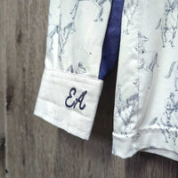 LS Sun Shirt, 1/2 Snap Up, Mesh Sleeves *gc, older?, mnr rubs, cuff stains & snags, dingy?, seam puckers
