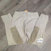 Side Zip EuroSeat Breeches *vgc/gc, mnr seam puckers, ankle rubs, threads, seat seam pulls, stains & undone stitching, older?

