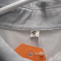 LS Sun Shirt, 1/2 Snap Up, Mesh Sleeves *gc, older?, mnr rubs, cuff stains & snags, dingy?, seam puckers
