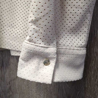 LS Perforated Show Shirt, snap collar, 1/4 Button *vgc, rubs, mnr cuff edge rubs/frays
