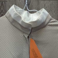 LS Perforated Show Shirt, snap collar, 1/4 Button *vgc, rubs, mnr cuff edge rubs/frays
