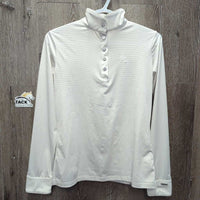 LS Show Shirt, 1/3 Snap Up, snap collar *gc, rubs, pills, peeled logo, mnr stains & threads
