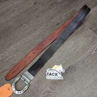 Leather Belt, Horseshoe Buckle *gc, clean, rubs, scrapes, peeled edges, scratches
