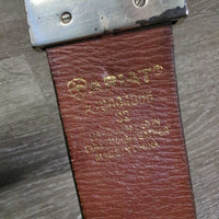 Leather Belt, Horseshoe Buckle *gc, clean, rubs, scrapes, peeled edges, scratches

