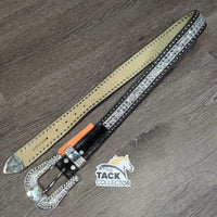 Hvy Leather Bling Belt, Bling Buckle *like new, mnr loose thread

