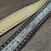 Hvy Leather Bling Belt, Bling Buckle *like new, mnr loose thread
