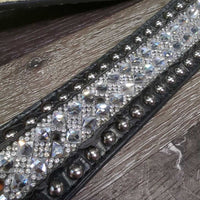 Hvy Leather Bling Belt, Bling Buckle *like new, mnr loose thread
