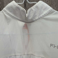 SS Show Shirt, Back Button Collar, Mesh Back, Sides & Sleeves *vgc, puckered?shrunk seams, crinkled collar
