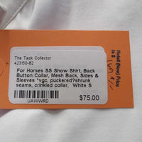 SS Show Shirt, Back Button Collar, Mesh Back, Sides & Sleeves *vgc, puckered?shrunk seams, crinkled collar
