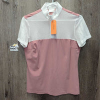 Perforated?Mesh Jersey Zip Short Sleeve Competition Show Shirt, 1/3 Zip Up *xc/like new
