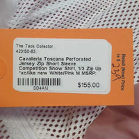 Perforated?Mesh Jersey Zip Short Sleeve Competition Show Shirt, 1/3 Zip Up *xc/like new
