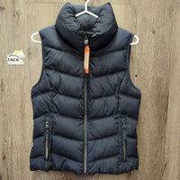 Puffy Vest, High Collar, zipper *vgc, mnr dusty/dirty, pocket dust, mnr pulled threads/seams
