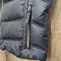 Puffy Vest, High Collar, zipper *vgc, mnr dusty/dirty, pocket dust, mnr pulled threads/seams
