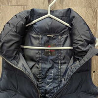 Puffy Vest, High Collar, zipper *vgc, mnr dusty/dirty, pocket dust, mnr pulled threads/seams

