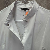 SS Perforated Show Shirt, 1/2 Snap Up, Snap Collar, Perforated Back *vgc, mnr seam puckers, NO Inner Collar liner, older?
