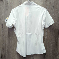 SS Perforated Show Shirt, 1/2 Snap Up, Snap Collar, Perforated Back *vgc, mnr seam puckers, NO Inner Collar liner, older?
