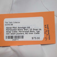 SS Perforated Show Shirt, 1/2 Snap Up, Snap Collar, Perforated Back *vgc, mnr seam puckers, NO Inner Collar liner, older?
