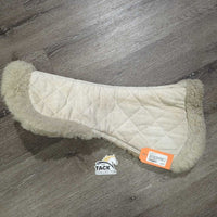 Quilt Rolled Fleece Edges Half Pad *gc/fair, dirty, stains, v.thin & clumpy, dingy, puckers
