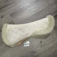 Quilt Rolled Fleece Edges Half Pad *gc/fair, dirty, stains, v.thin & clumpy, dingy, puckers
