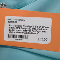 LS Sun Show Shirt, 21/4 Snap Up, attached snap collar, mesh sleeves *xc/vgc, mnr stains
