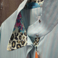 LS Hvy Show Shirt, attached snap collar *gc, older, curled corner, loose button threads, seam puckers
