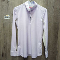 LS Sun Show Shirt, 1/4 Snap Up, attached snap collar, mesh sleeves *vgc/gc, loose snaps, curled collar, dingy? mesh
