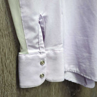 LS Sun Show Shirt, 1/4 Snap Up, attached snap collar, mesh sleeves *vgc/gc, loose snaps, curled collar, dingy? mesh
