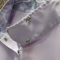 LS Sun Show Shirt, 1/4 Snap Up, attached snap collar, mesh sleeves *vgc/gc, loose snaps, curled collar, dingy? mesh

