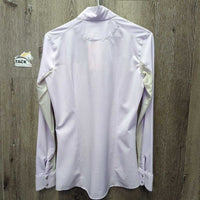 LS Sun Show Shirt, 1/4 Snap Up, attached snap collar, mesh sleeves *vgc/gc, loose snaps, curled collar, dingy? mesh
