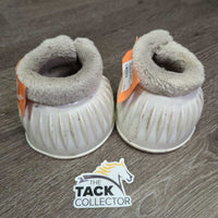 Ribbed Rubber Bell Boots, Fleeece Top, Velcro *gc/fair, v.dirty, stains, discolored, rubs, stiff
