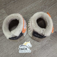 Ribbed Rubber Bell Boots, Fleeece Top, Velcro *gc/fair, v.dirty, stains, discolored, rubs, stiff
